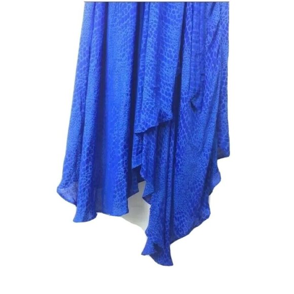 Jennifer Lopez Dress Size XS Blue Snake Print Faux Wrap Cold Shoulder Spring New - Picture 5 of 8